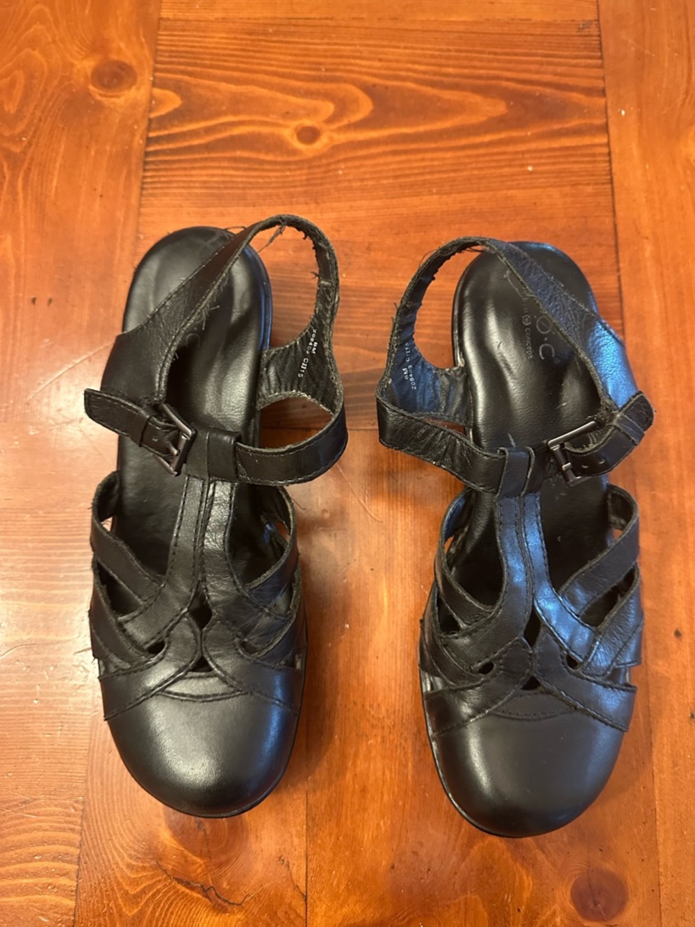 boc Black Leather Strappy Slingback Sandals